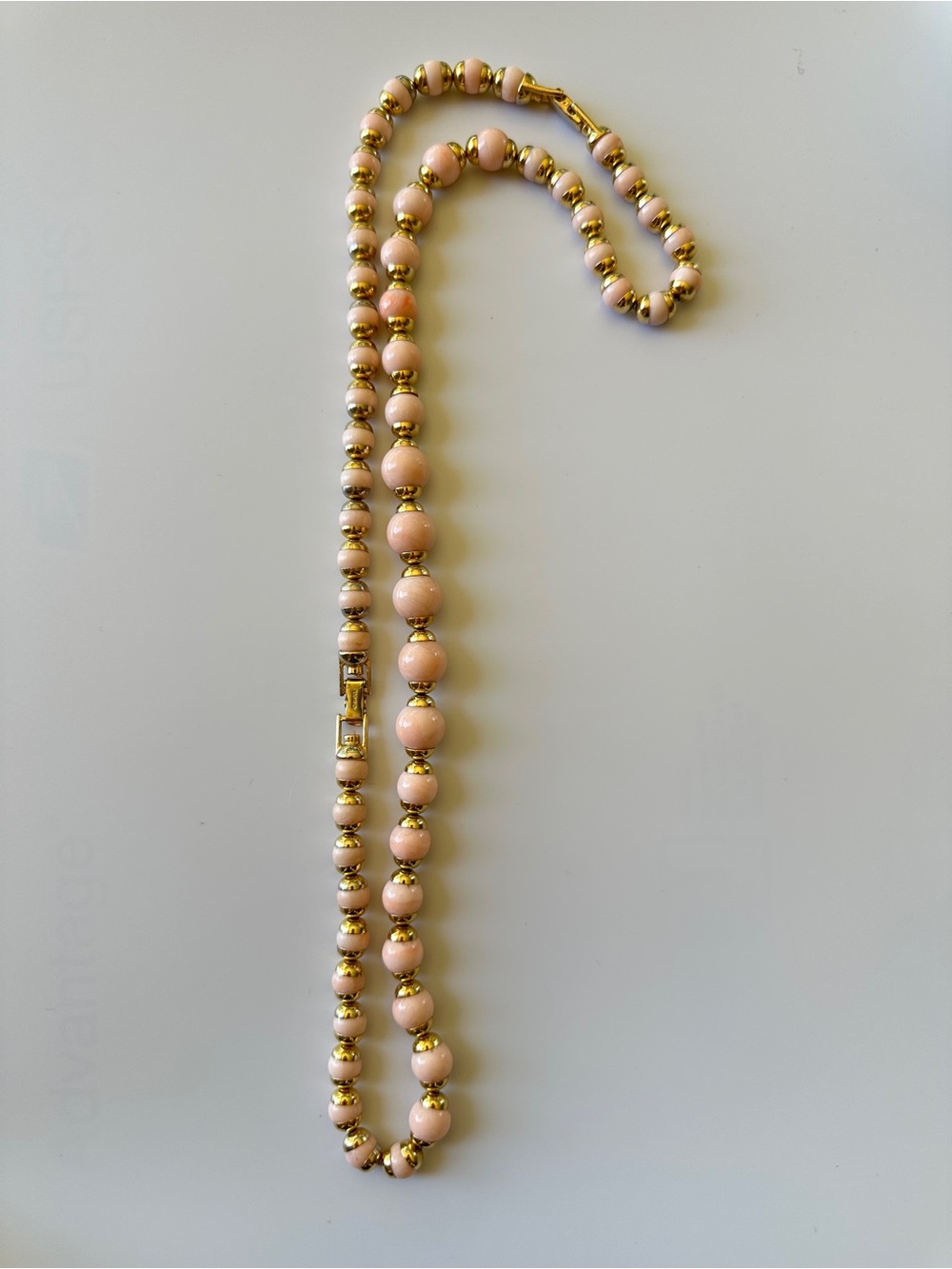 Classic Pink Beaded Necklace with Gold Accents